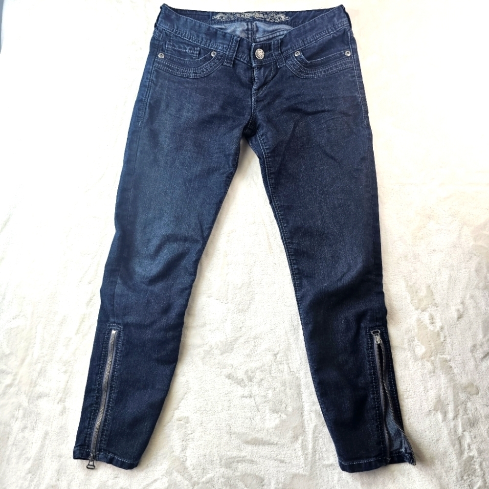 Express Jeans Low Rise Straight Leg Women’s 0 Zipper Detail Ankle RN 55285